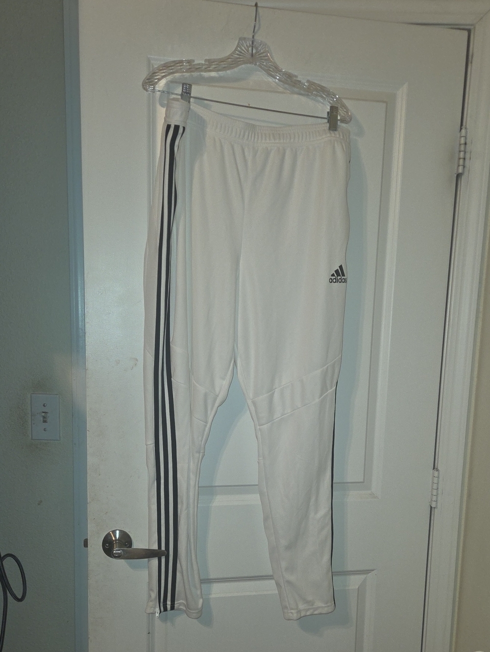 adidas White Mens Sweatpants with Black Side Stripes